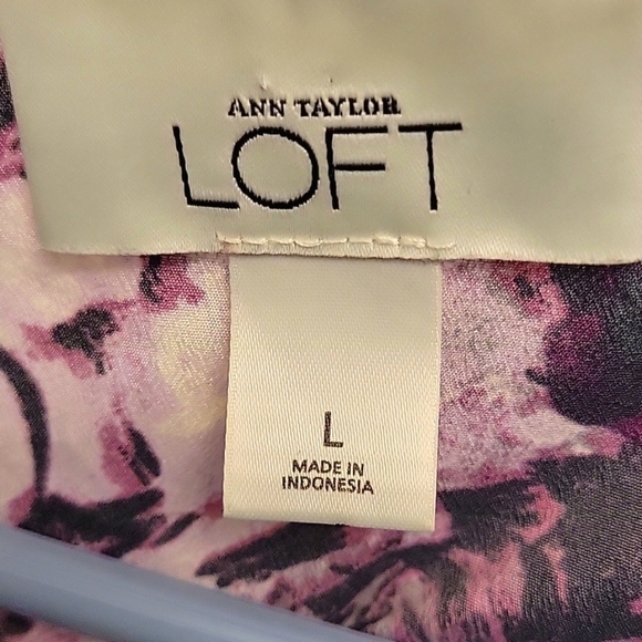 Ann Taylor Loft Purple Gray Boho Blouse Large - Picture 5 of 5